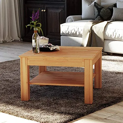 Krok Wood Couchtisch Bonn aus Massivholz – 75 x 75 cm in weiß von Krok Wood