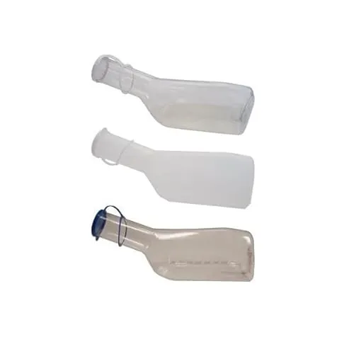 Urinflasche für Männer aus Kunststoff, mit Deckel, milchig