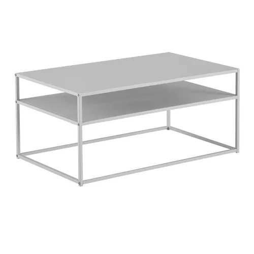 FineBuy Couchtisch 100x60 cm - Industrial Weiß mit Stauraum - Beistelltisch fürs Wohnzimmer mit zusätzlichem Ablagefach für Ordnung. Ideal für entspannte Abende mit Snacks und Getränken, aus robustem, weiß lackiertem Stahl.
