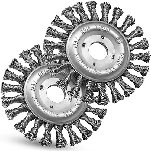 S R Drahtbürste Rundbürsten 125 x 22,2 mm - 2-tlg. Set, hohe Standzeit mit robusten gezopften Stahldrahtborsten für Winkelschleifer