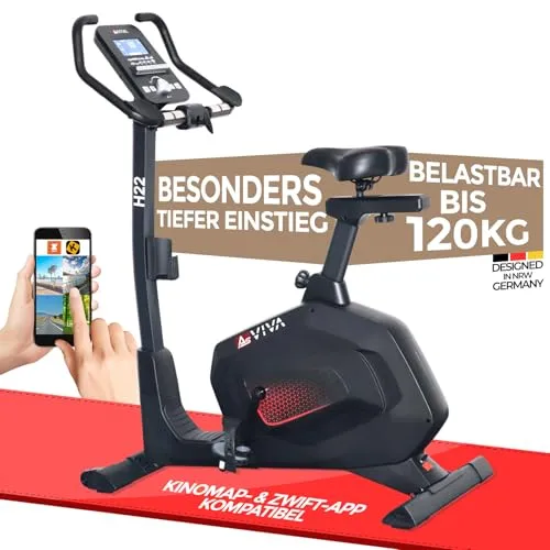 Produktbild AsVIVA H22 Heimtrainer Ergometer – Indoor Bike mit 12 kg Schwungmasse, Bluetooth & App-Steuerung, Pulsmessung, leiser Riemenantrieb, Fitnessgerät für Cardio & Ausdauertraining Zuhause