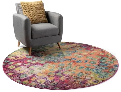 benuta Nest Vintage Teppich Casa - Mehrfarbig 120 cm rund - Teppich für Wohnzimmer, Schlafzimmer und Flur - Pflegeleicht und ideal für Fußbodenheizung, verleiht jedem Raum mit seinem farbenfrohen Vintage-Design eine einladende Atmosphäre.