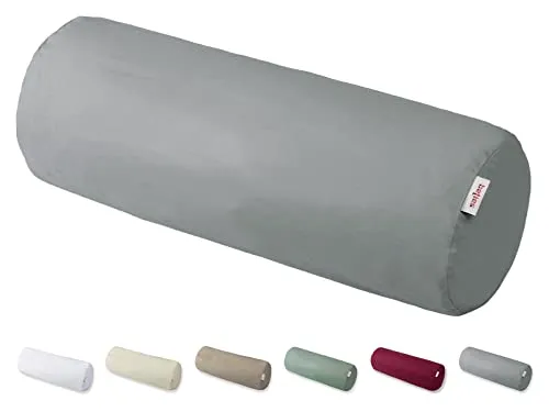 beties BasicSoft Nackenrollenhülle ca. 15x40 cm 100% Baumwolle Jersey Nackenrolle Nackenrollen-Bezug Nacken-Kissen - Silber-grau