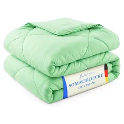 Sommerdecke 135x200 cm Mint, leichtes Steppbett, Mikrofaser, atmungsaktiv, ohne Bettbezug nutzbar, Wärmeklasse 2, auch ideal für Reisen, Camping - Grün