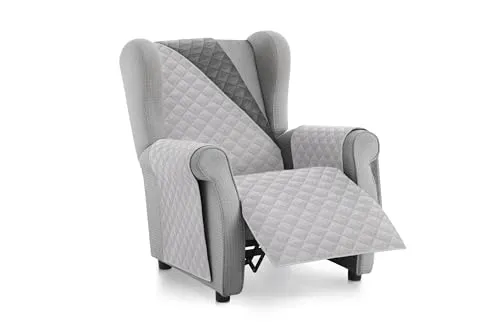 Textilhome Sofa Überzug MALU, Sofabezug 1-Sitzer (110 cm), Couch Überzug Gepolstert & Wende, Sofaschoner SofaÜberwurf Schutzdecke, Universell, Haustierfreundlich, Farbe Hellgrau