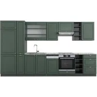 Vicco Küchenzeile Fame-Line, Grün-Gold Landhaus - Moderne Küchenzeile mit individueller Konfigurationsmöglichkeit und hochwertigen MDF-Fronten. Ideal für kreatives Kochen und stilvolles Wohnen.