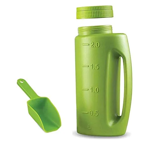 Ysoom Kleinstreuer 2 L Kleinstreuer Flasche mit Schaufel Verstellbarer Streugutbehälter und Handstreuer Sand Salz Splitt Dünger Saatgut