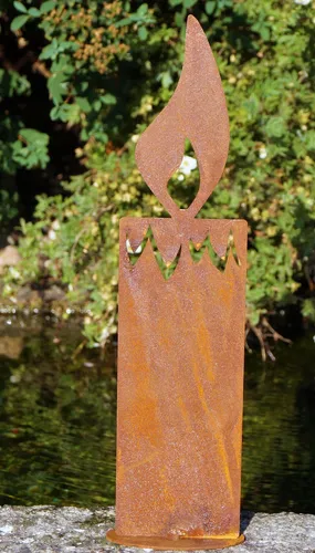 Edelrost Kerze auf Platte (34) groß 30x6cm Garten Deko Weihnachten Advent