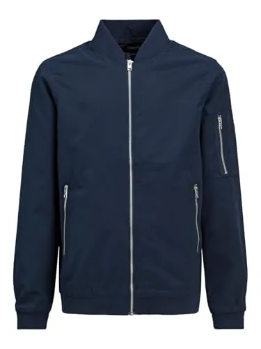 Jack & Jones Junior Bomberjacke JJERUSH blau 116 - Funktionsjacke in navy mit praktischen Reißverschlusstaschen, ideal für aktive Kinder und pflegeleicht bei 40 °C.