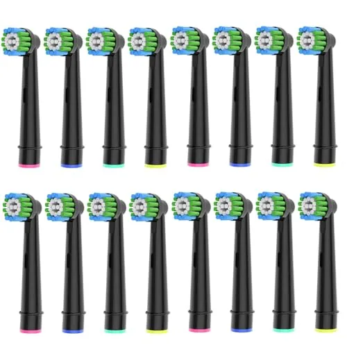 Stück Precision Aufsteckbürsten Kompatibel mit Oral B Aufsteckbürsten, Professionelle Ersatzköpfe passend für Oral B Elektrische Zahnbürsten, Schwarz. 16