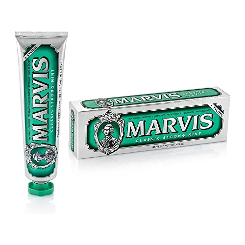 MARVIS Classic Strong Mint, Zahncreme mit Pfefferminze für belebende und langanhaltende Frische, entfernt Plaque und hartnäckige Beläge, mit Fluorid, 3 x 85 ml, 3er Pack