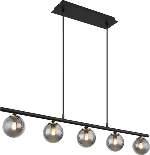 Hängelampe Pendelleuchte 5-flammig - Höhenverstellbar mit Rauchglas - Moderne Esszimmerlampe mit 5 G9 Fassungen, Höhenverstellbar und stilvollem Rauchglas-Design. Perfekt für individuelle Lichtgestaltung in Ihrem Zuhause.