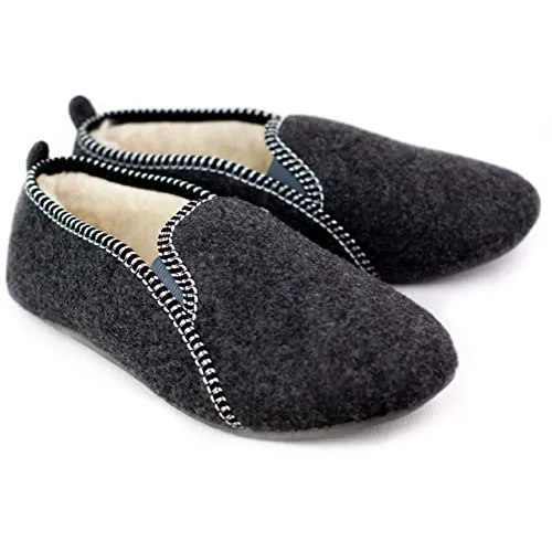 HEYO Filzpantoffeln Herren Warme Pantoffeln Filz Hausschuhe Gefüttert Wolle Pantoletten Winter (Grau, eu_footwear_size_system, adult, numeric, medium, numeric_41)