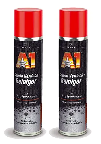 2x 400ml Dr. Wack A1 Cabrio Verdeck-Reiniger, Cabrio Dach Reiniger Pflege-Schaum, für alle Cabrio-Verdecke (Kunststoff, Stoff, Acryl, Dralon, Leder)