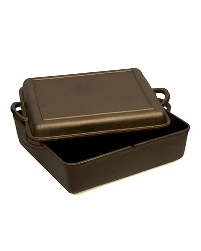 Pott & Flamme Gusseisen Bräter 10,8 Liter – Deckel als Grillpfanne - Auflaufformen – Vielseitig einsetzbar: Ideal zum Braten, Schmoren und Backen, auch für Induktion geeignet. Hochwertiges Gusseisen sorgt für Langlebigkeit und perfekten Genuss bei gemeinsamen Kochabenden.