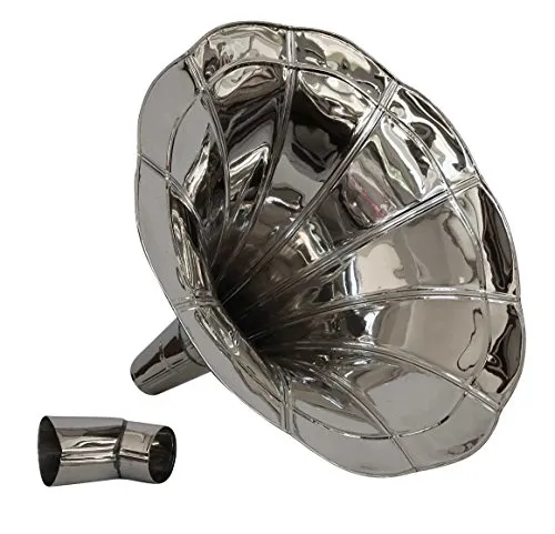 Aubaho Dekoobjekt Trichter Grammophon Horn silberfarben - Deko-Objekte im antiken Stil, handgefertigtes Messing-Horn mit einzigartiger Patina für nostalgisches Flair in jedem Raum.
