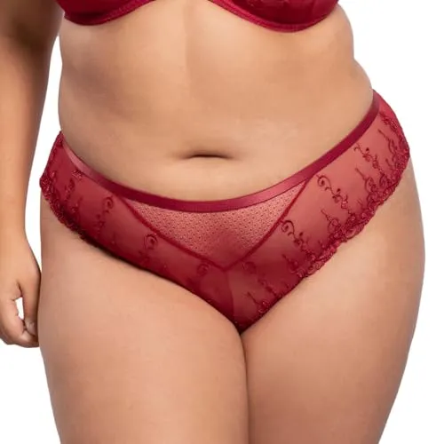 Ulla Dessous - Exclusive Line - String (50 Sunset) - Funktionsunterwäsche aus transparentem Tüll mit edler Schweizer Stickerei und Glitzereffekt, perfekt für einen verführerischen Look.