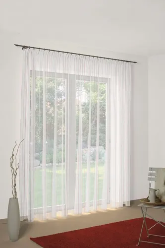 Fertig-Store Gardine - terra mit Faltenband 300x120 cm - Gardinen & Vorhänge: Eleganter Fertig-Store in terra, ideal für stilvolle Fensterdekoration, mit praktischen Faltenband für einfache Montage.