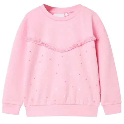 Kinder Sweatshirt Rundhalsausschnitt Langarmshirt Pullover Shirt Rosa 116