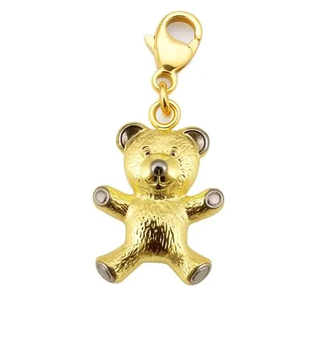 Generisch Anhänger Charm Einhänger Bär Teddybär Gold 333 Bärchen rhodiniert 8 Karat Gelbgold
