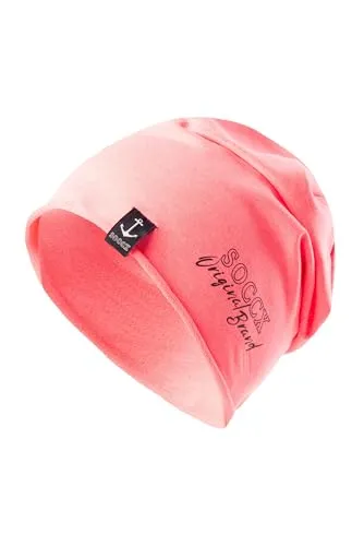 SOCCX Beanie aus Jersey mit Logo Print neon pink