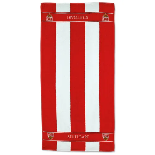 VfB Stuttgart Badetuch Blockstreifen 70 x 180 cm - Sportfan Badprodukte, hochwertiges Badetuch aus 100% Bio-Baumwolle, ideal für Fans des VfB Stuttgart!