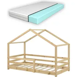 Kinderbett mit Matratze und Rausfallschutz 70x140cm