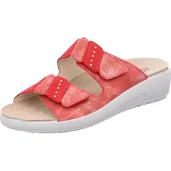 Rohde Damen Pantolette Rivella 5720 - Leder mit Strass, Größe 38 EU, Rot - Pantoletten für Damen mit hochwertigem Veloursleder, Klettverschluss für optimalen Halt und weicher Ledersohle für höchsten Tragekomfort.