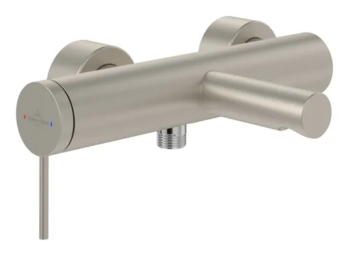 Villeroy & Boch Loop & Friends Einhebel-Badewannenarmatur - Brushed Nickel Matt - Hochwertige Armatur für Wandmontage mit Umsteller, ideal für modernes Badezimmerdesign und einfache Handhabung.