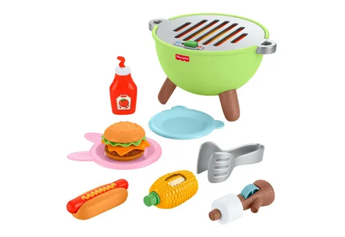 Fisher-Price Camping-Freunde Grill-Spielset, 14-teiliges Rollenspielset für Kleinkinder