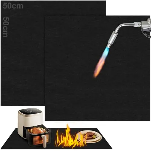 Stück Feuerfeste Unterlage, 50x50 cm, Carbonfaserfilz | Hitzeschutzmatte, Hitzebeständig Bis 1000 °C, für Hitzebeständigkeit 2