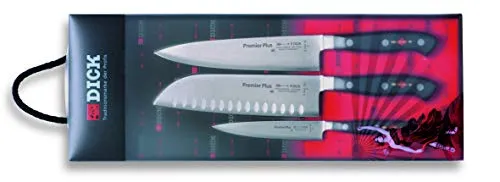 F. DICK Premier Plus Eurasia Messerset - 3-teiliges Küchenmesserset aus rostfreiem X50CrMoV15 Stahl, ideal für asiatische Küche – perfekte Balance zwischen Schärfe, Haltbarkeit und einfachem Nachschärfen.