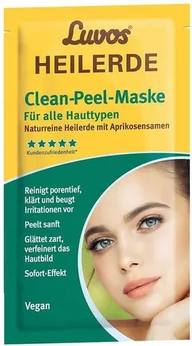 Luvos Heilerde Clean-Peel-Maske mit Aprikosensamen - Gesichtsmasken & Gesichtskuren mit sofortiger Pflegewirkung: reinigt, beruhigt und glättet die Haut für einen strahlenden Teint. Ideal für jeden Hauttyp, vegan und dermatologisch getestet.
