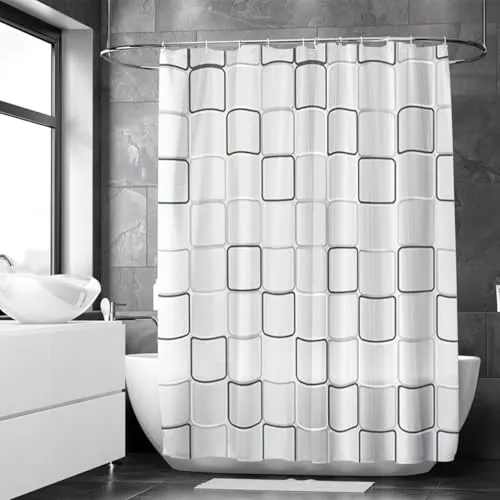 Loti Living Anti-Schimmel Duschvorhang 180x200 cm Cube - Inkl. Ringe - Polyester - Shower Curtains - Badewanne