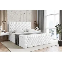 ALTDECOR Boxspringbett SERENE-Z mit H3 Matratze und Topper in weiß von ALTDECOR