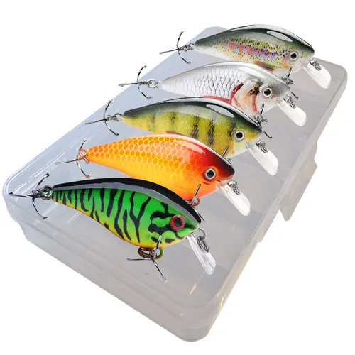 Crankbait Set inkl. Box, Hecht, Zander & Barsch I 13g, 7,5cm schwebend für Hecht