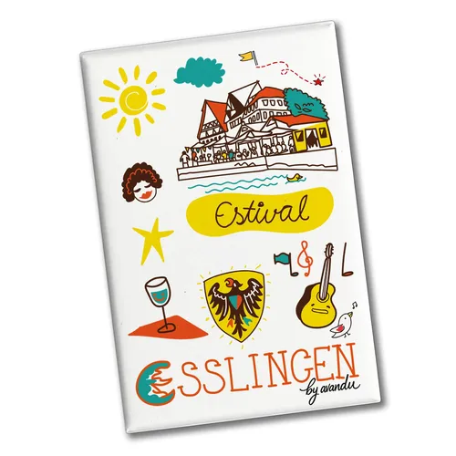 Esslingen Wimmelbild Souvenir Souvenir Magnet - Estival