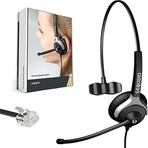 GEQUDIO Headset für Unify OpenStage und OpenScape - Leichtes 1-Ohr Design mit RJ Kabel - Kopfhörer mit nur 60g für maximalen Tragekomfort, ideal für lange Nutzung im Büro. Inklusive RJ Kabel für einfache Verbindung und beste Sprachqualität ohne Strahlenbelastung.