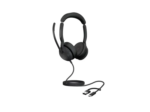 Jabra Evolve2 50 USB-C/A MS Stereo - Hochwertiges Headset für klare Kommunikation - Headset für professionelle Nutzung mit USB-C/A Anschluss, optimiert für Microsoft Teams und bietet herausragende Sprachklarheit.