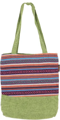 Ethno Shopper Tasche, stabile Einkaufstasche, Strandtasche, Yogatasche - grün