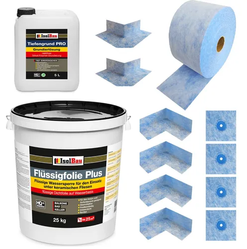 Dichtset Flüssigfolie 25 kg Dichtband Dichtecken für Dusch und Bad Abdichtung