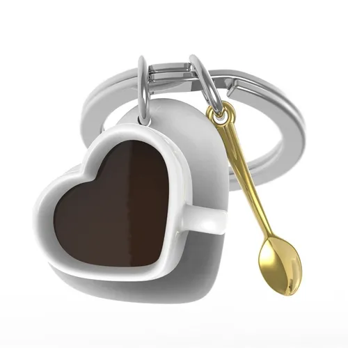 Schlüsselanhänger Kaffeetasse in Herzform von metalmorphose