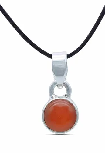 mantraroma Kettenanhänger 925 Silber Karneol orange roter Stein Edelstein Kettenanhänger Damen Sterling Silber Halskette Anhänger Geschenk (MAH-097-16)