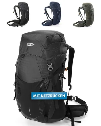Terra Peak Wanderrucksack Airant 40 - Belüfteter Netzrücken - Wanderrucksack mit 40 Liter Volumen, atmungsaktivem Netzrücken und praktischen Taschen für optimalen Komfort beim Wandern.