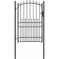 vidaXL Zauntor mit Spitzen Grau 200 x 100 cm - Flügeltore aus pulverbeschichtetem Stahl, modernes Design mit Sicherheitsfunktionen und geringem Pflegeaufwand, ideal für Gärten und Terrassen.