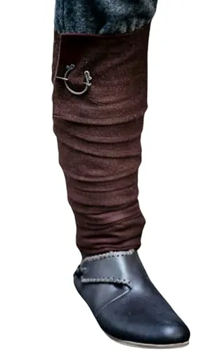 Leonardo Carbone® Herren Wadenwickel Karl | Robuster Halt | Perfekt Für LARP | Karneval, Halloween, Cosplay, LARP, Wikinger, Mittelalter, Kostüm, Accessoire | Wolle Braun