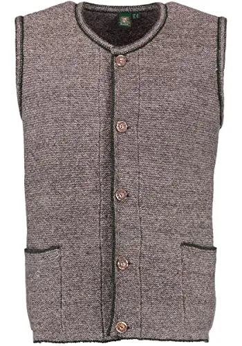 OS Trachten Herren Weste Ormeya - Dunkelbraun, Größe 54 - Elegante Trachtenweste für Herren im Regular Fit mit Rundhalsausschnitt und 2 Paspeltaschen, ideal für festliche Anlässe oder alltägliche Trachtenlooks.