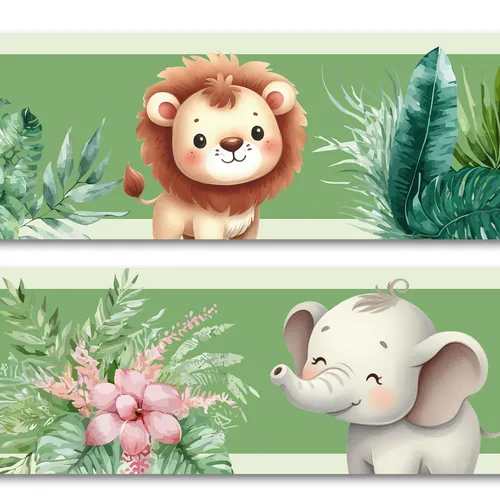 Bordüre Tiere Jungle 15cm x 200cm Selbstklebend Kinderzimmer Wandtattoo Y033