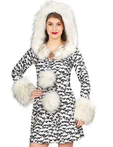 andrea-moden Kostüm Schnee-Eule Kostüm für Damen - Weiß Schwarz