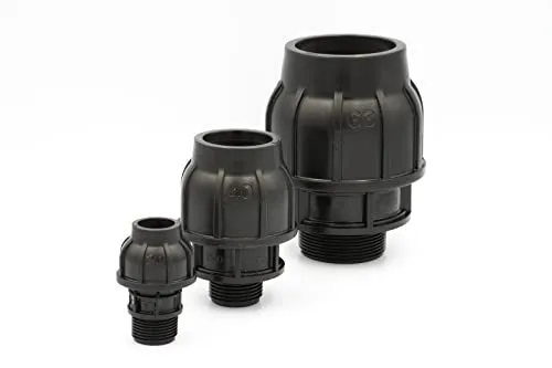 Stabilo-Sanitaer PE Rohr Verschraubung 50mm x 1 1/2 Zoll Aussengewinde Klemmverbinder Klemmverschraubung Fitting Verbinder